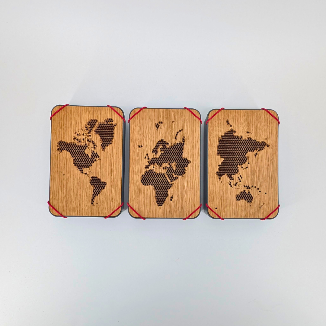 Erinnerungsbox für Reisen: Andenken, Souvenirs und Mitbringsel mit dem Weltkarte – 3er Set-Questlog aufbewahren. Wandschmuck, Dekoration und das perfekte Geschenk für Reiseliebhaber.