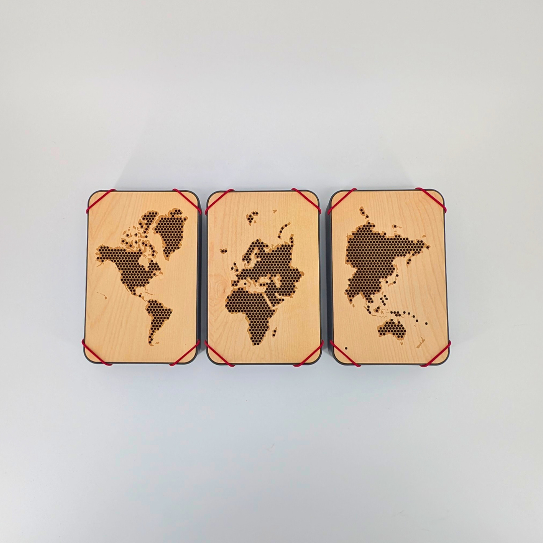 Erinnerungsbox für Reisen: Andenken, Souvenirs und Mitbringsel mit dem Weltkarte – 3er Set-Questlog aufbewahren. Wandschmuck, Dekoration und das perfekte Geschenk für Reiseliebhaber.